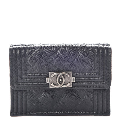 Chanel Caviar Quilted Small Boy Flap Wallet Black 1 of 12