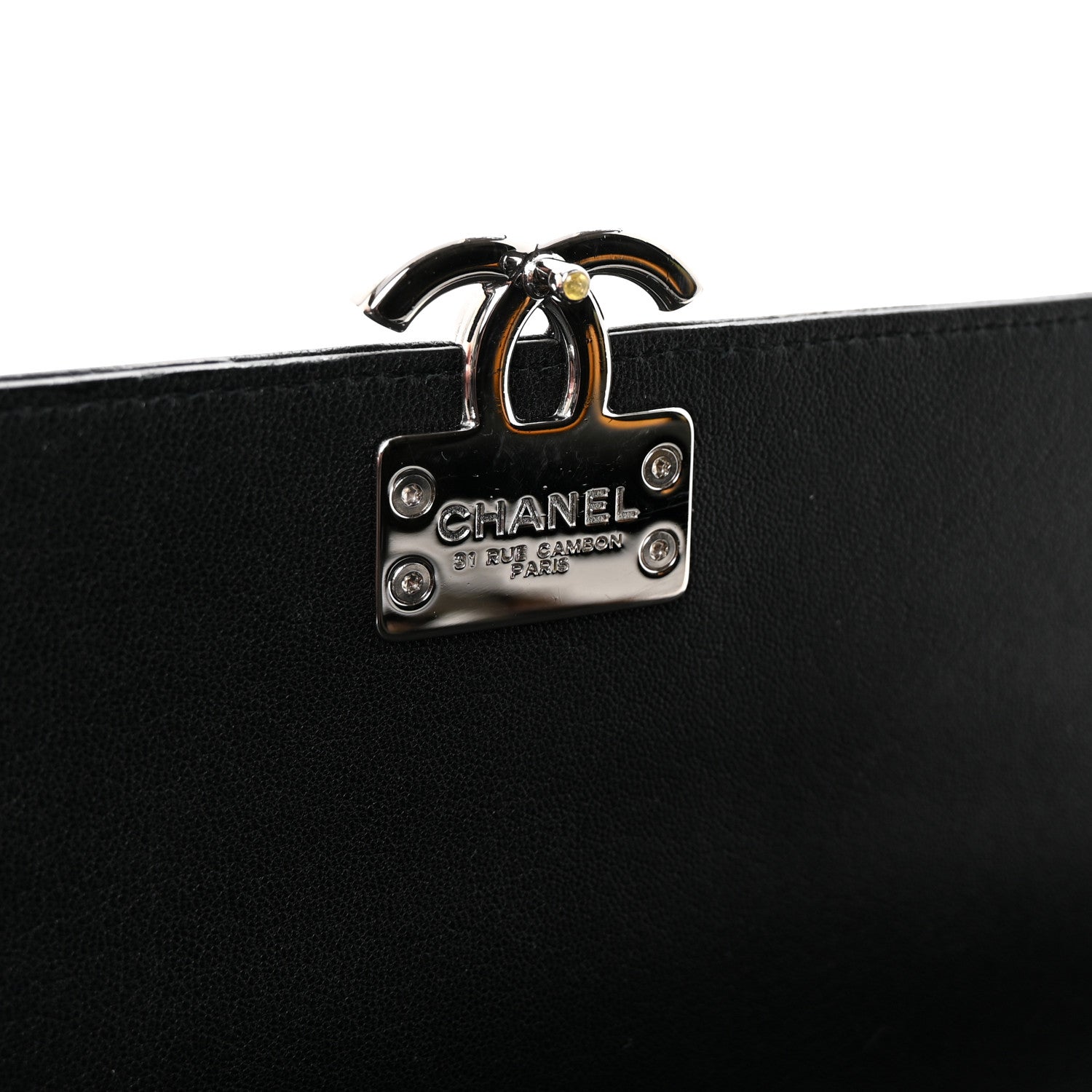 Chanel Goatskin Quilted CC Box Pouch Black 6 of 8