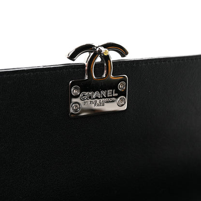 Chanel Goatskin Quilted CC Box Pouch Black 6 of 8
