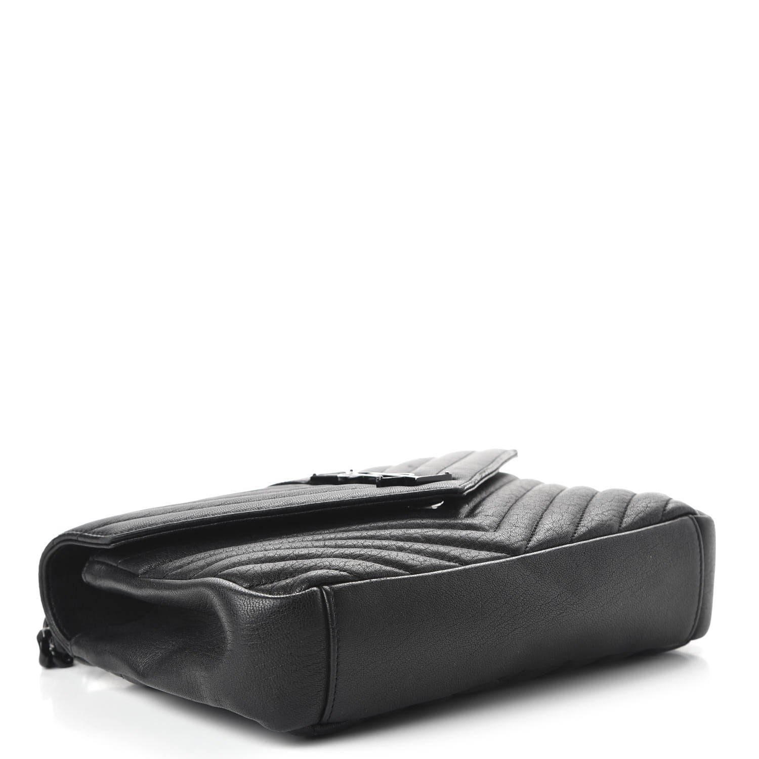 Saint Laurent Sheepskin Matelasse Chevron Monogram Monochrome Medium College Bag Black 4 of 10