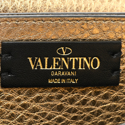 Valentino Garavani Pebbled Calfskin Rockstud Flap Wallet On Chain Soft Gold 9 of 13