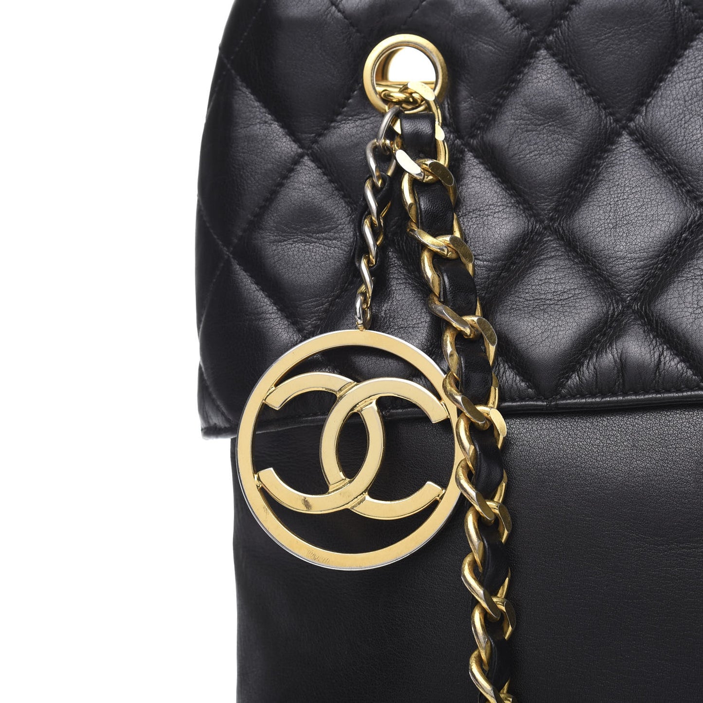 Calfskin Quilted Large Shoulder Bag Black
