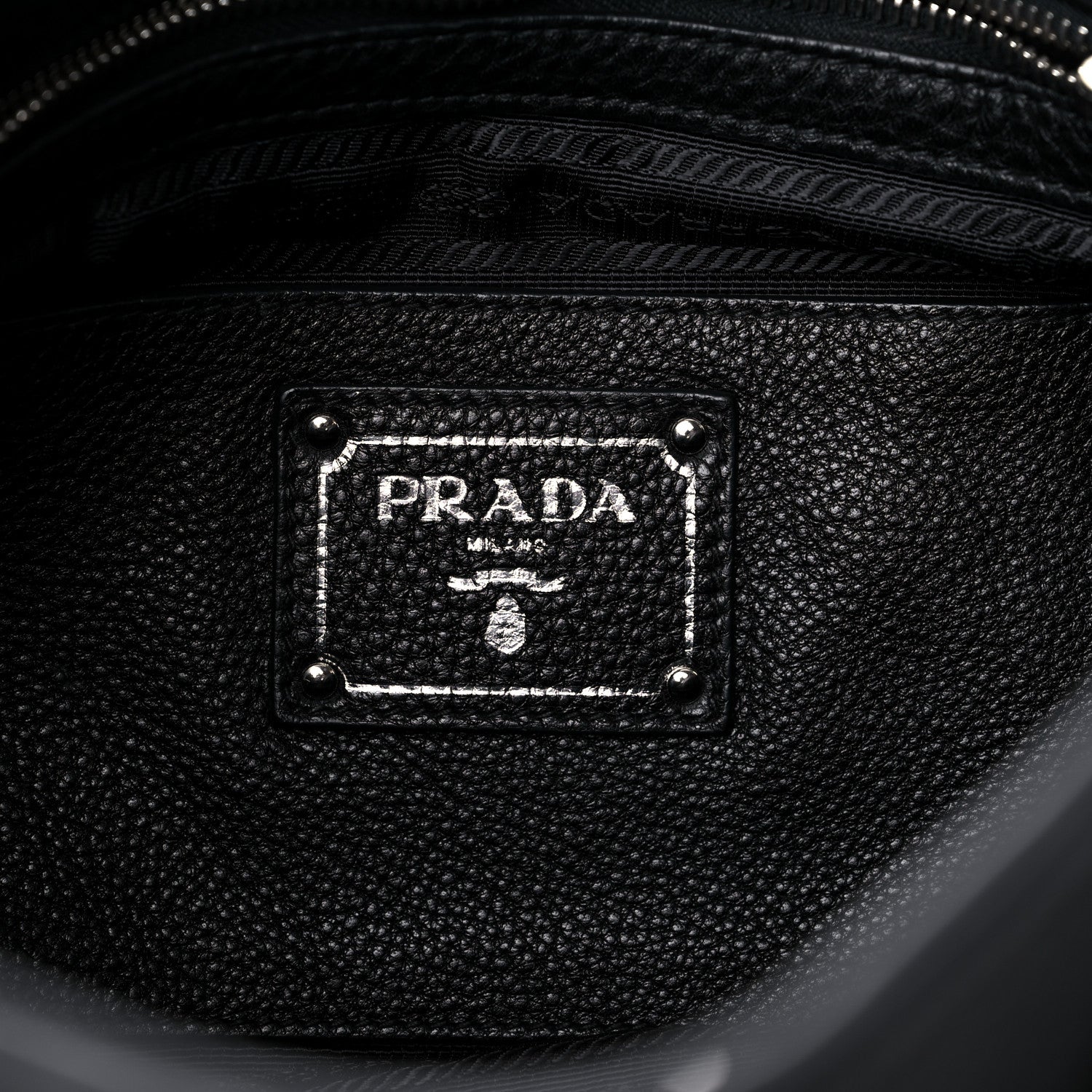 Prada Vitello Daino Side Pocket Tote Black 6 of 11