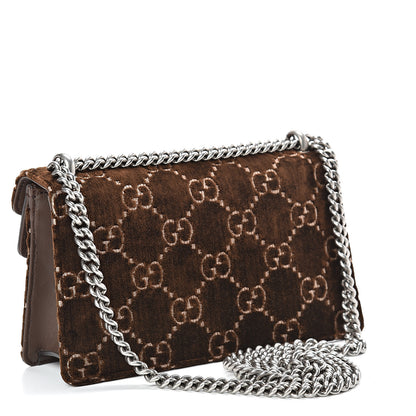 Gucci Velvet Moon Calfskin Crystal GG Monogram Small Dionysus Shoulder Bag Brown Vintage Cocoa Black Diamond 3 of 12
