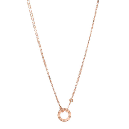 Cartier 18K Pink Gold 2 Diamond LOVE Necklace 1 of 5