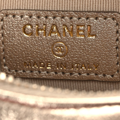 Chanel Metallic Lambskin Quilted CC In Love Heart Clutch With Chain Gold 6 of 12