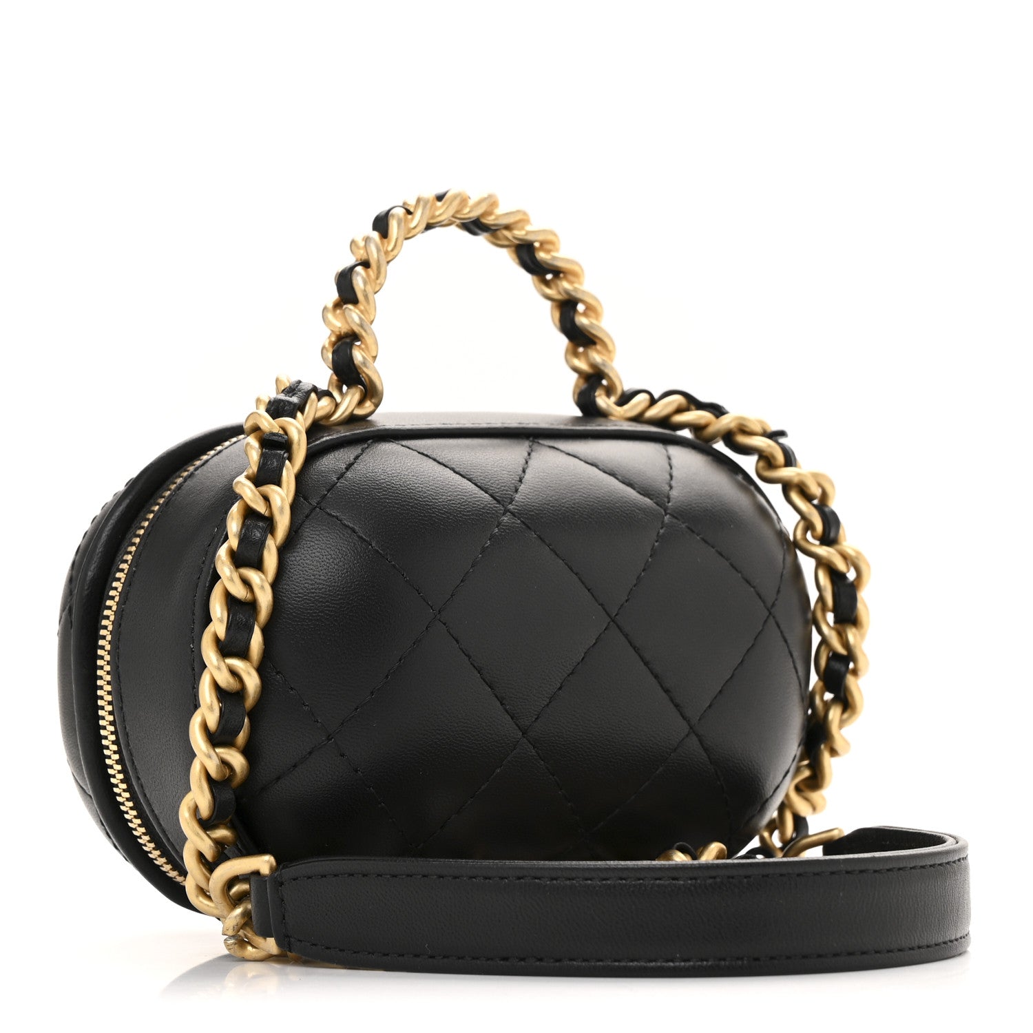 Chanel Lambskin Quilted CC Bubble Vanity Case With Chain Black 3 of 11