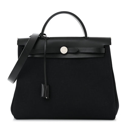 Hermes Military Toile Vache Hunter Herbag Zip Retourne 31 PM Black 1 of 13