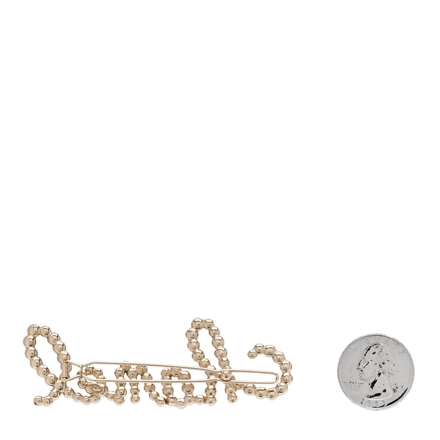 Chanel Metal Glass Swirling Pearls Hair Clip Gold 2 of 5