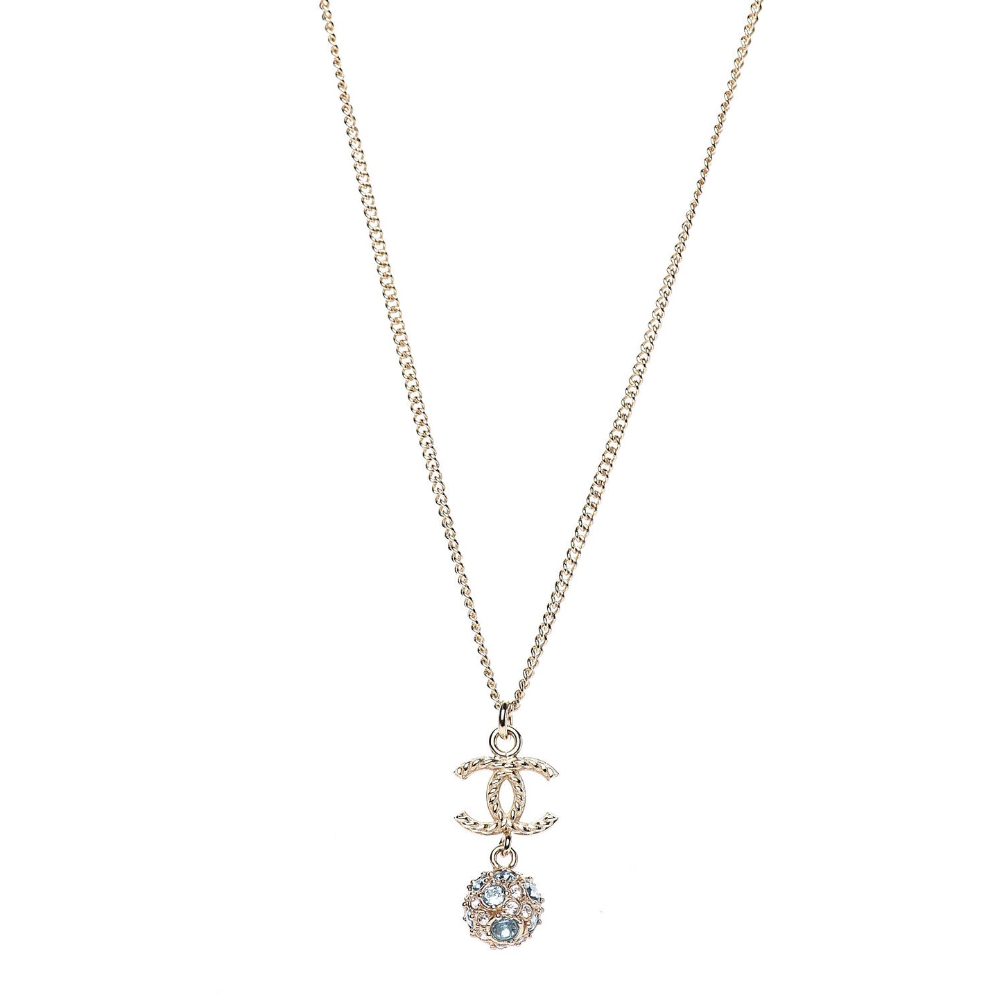 Crystal Resin CC Drop Pendant Necklace Gold