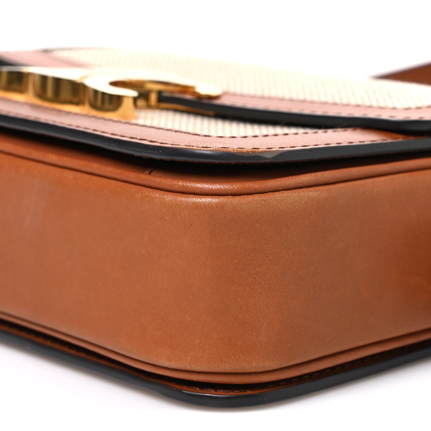 Celine Textile Natural Calfskin Teen Triomphe White Tan 11 of 13