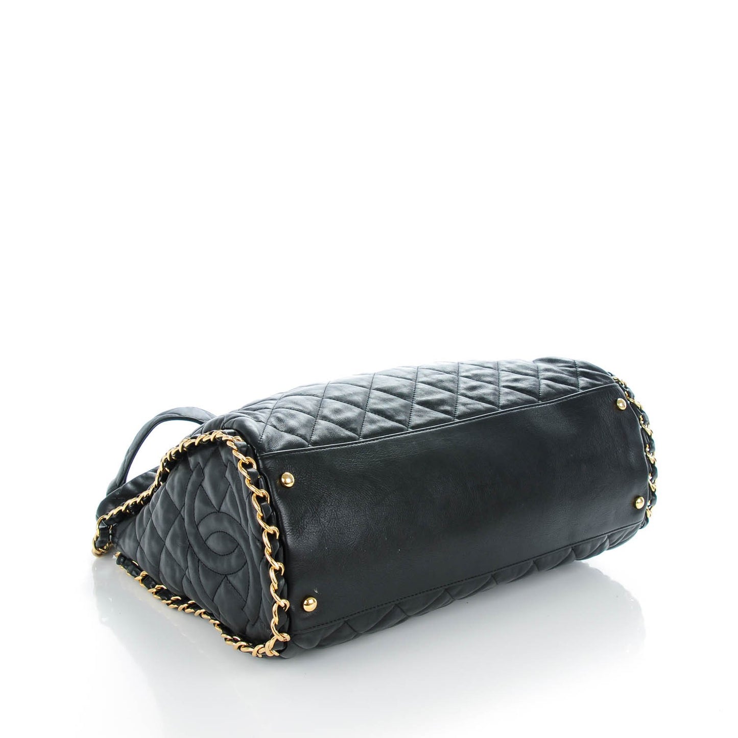 Calfskin Quilted Large Chain Me Hobo Black
