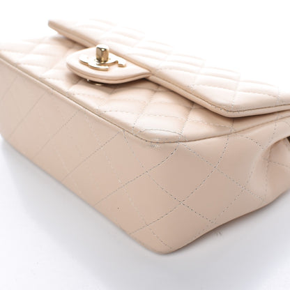 Chanel Lambskin Quilted Mini Rectangular Flap Beige 9 of 13