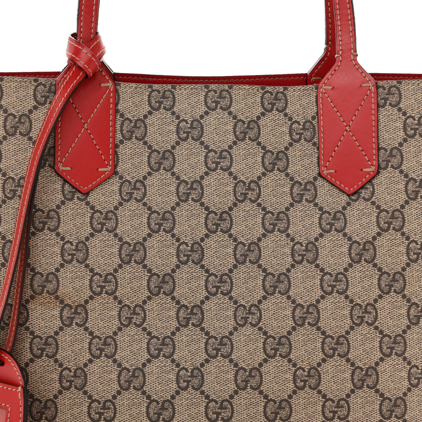 GG Supreme Monogram Small Reversible Tote Beige Red