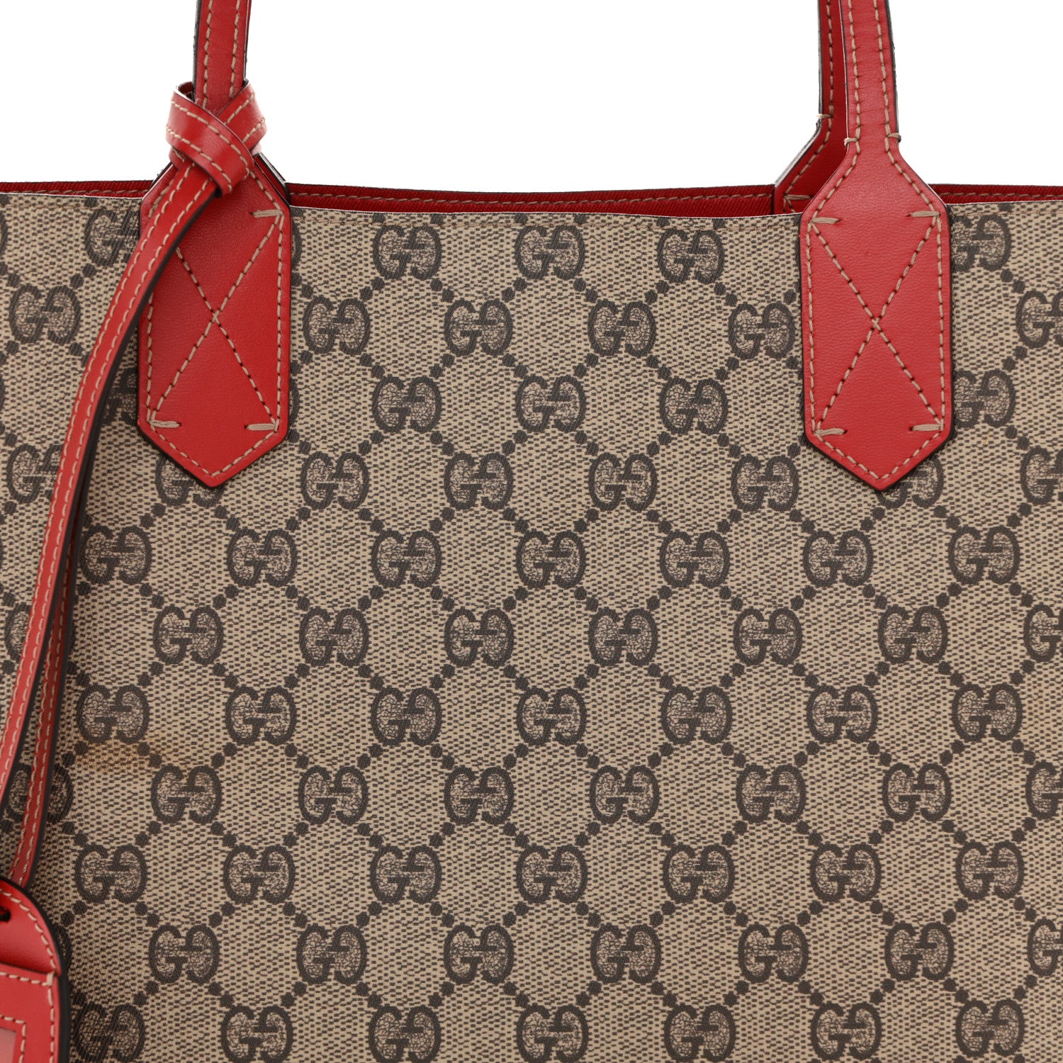 Gucci GG Supreme Monogram Small Reversible Tote Beige Red 11 of 18