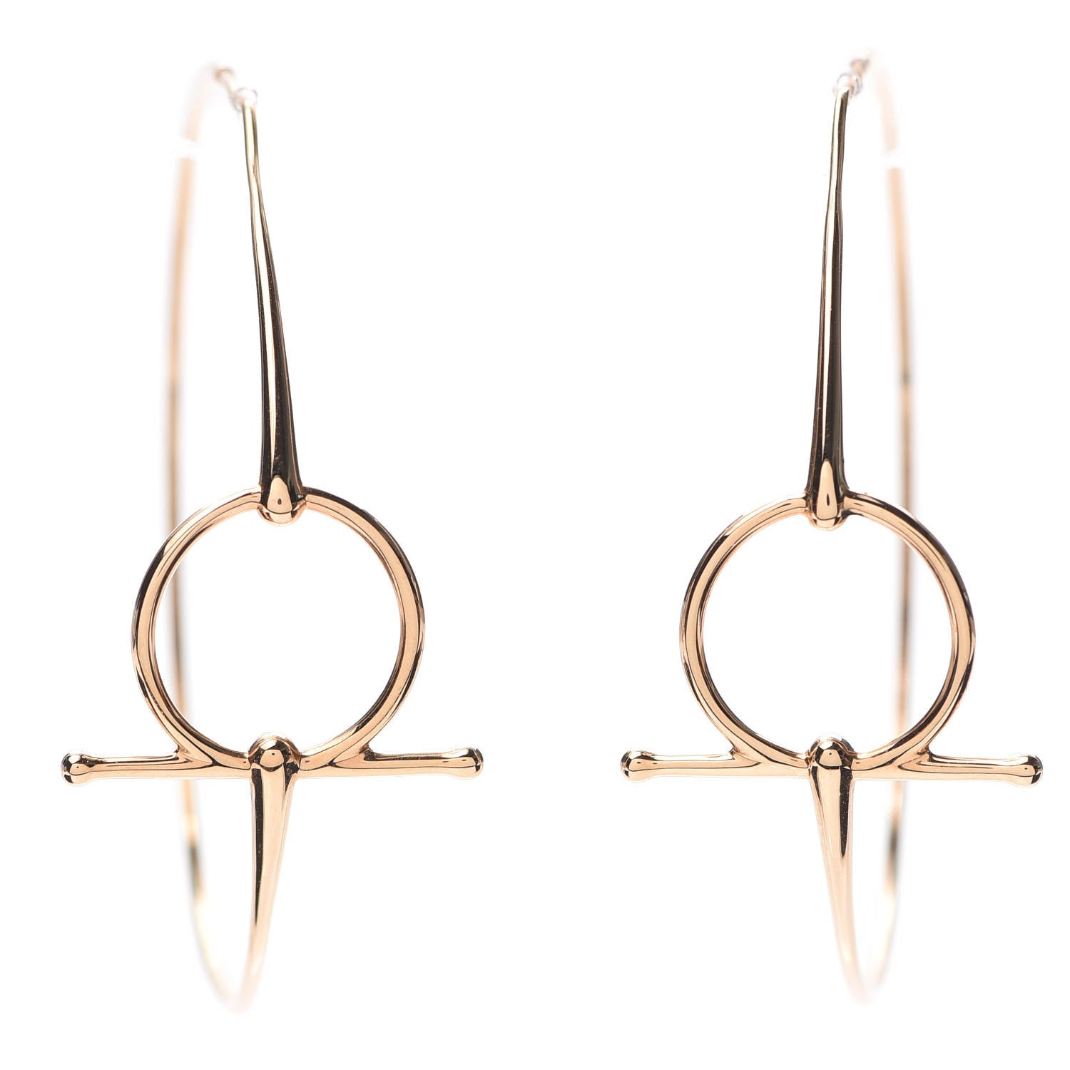 Hermes 18K Rose Gold Filet D'Or Hoop Earrings 1 of 5