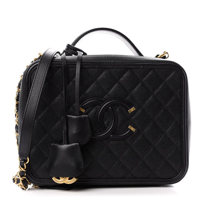 Chanel Caviar Quilted Large CC Filigree Vanity Case Black 1 of 10