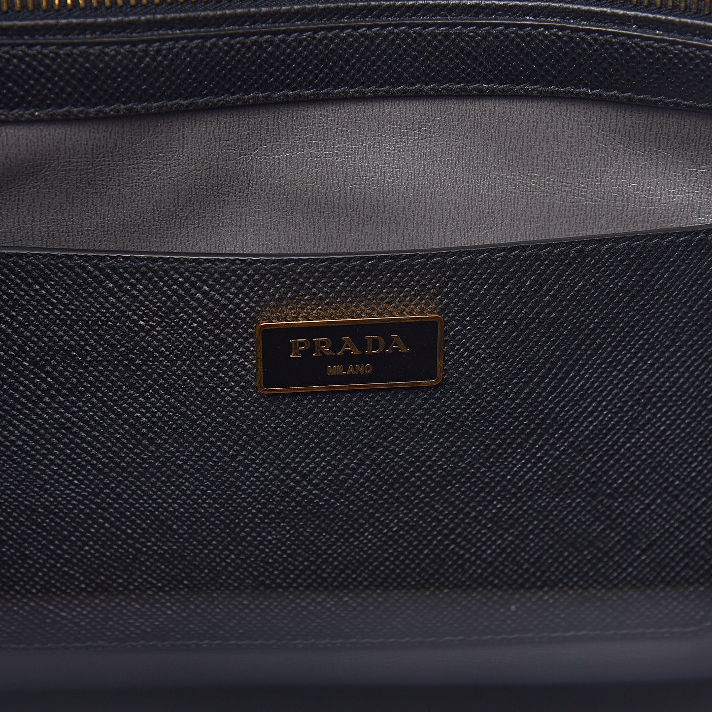 Saffiano Cuir Front Pocket Tote Black