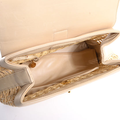 Chanel Lambskin Straw Backpack Beige 5 of 9