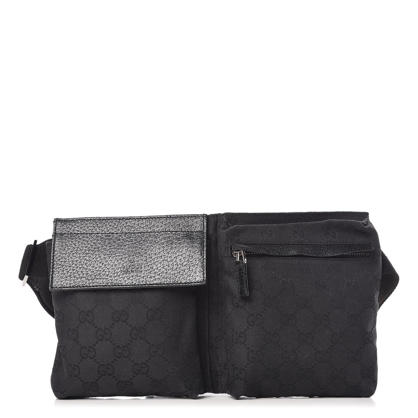 GG Monogram Double Pocket Belt Bag Black