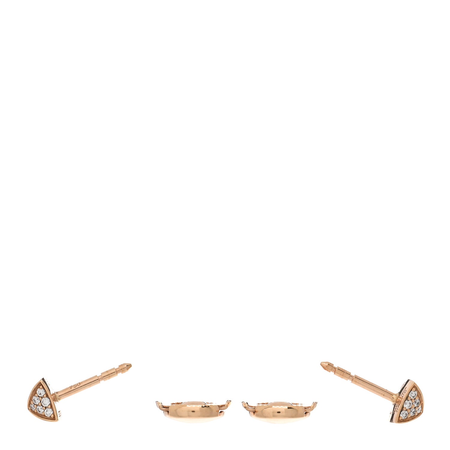 Hermes 18K Rose Gold Diamond Clou d'H Stud Earrings 3 of 5