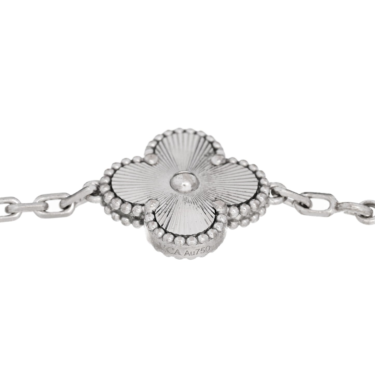 18K White Gold 5 Motifs Guilloche Vintage Alhambra Bracelet