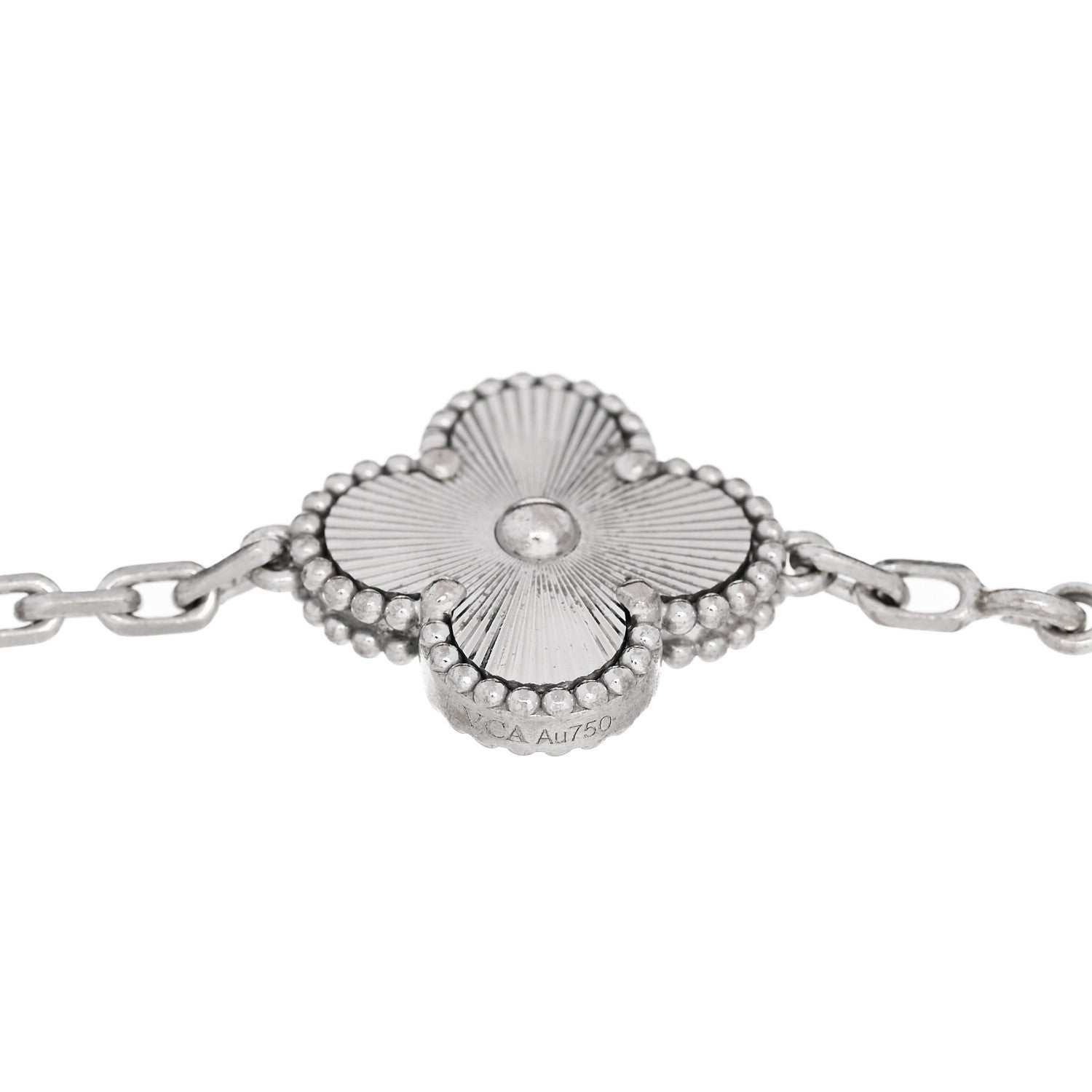 Van Cleef & Arpels 18K White Gold 5 Motifs Guilloche Vintage Alhambra Bracelet 3 of 4