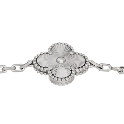 Van Cleef & Arpels 18K White Gold 5 Motifs Guilloche Vintage Alhambra Bracelet 3 of 4