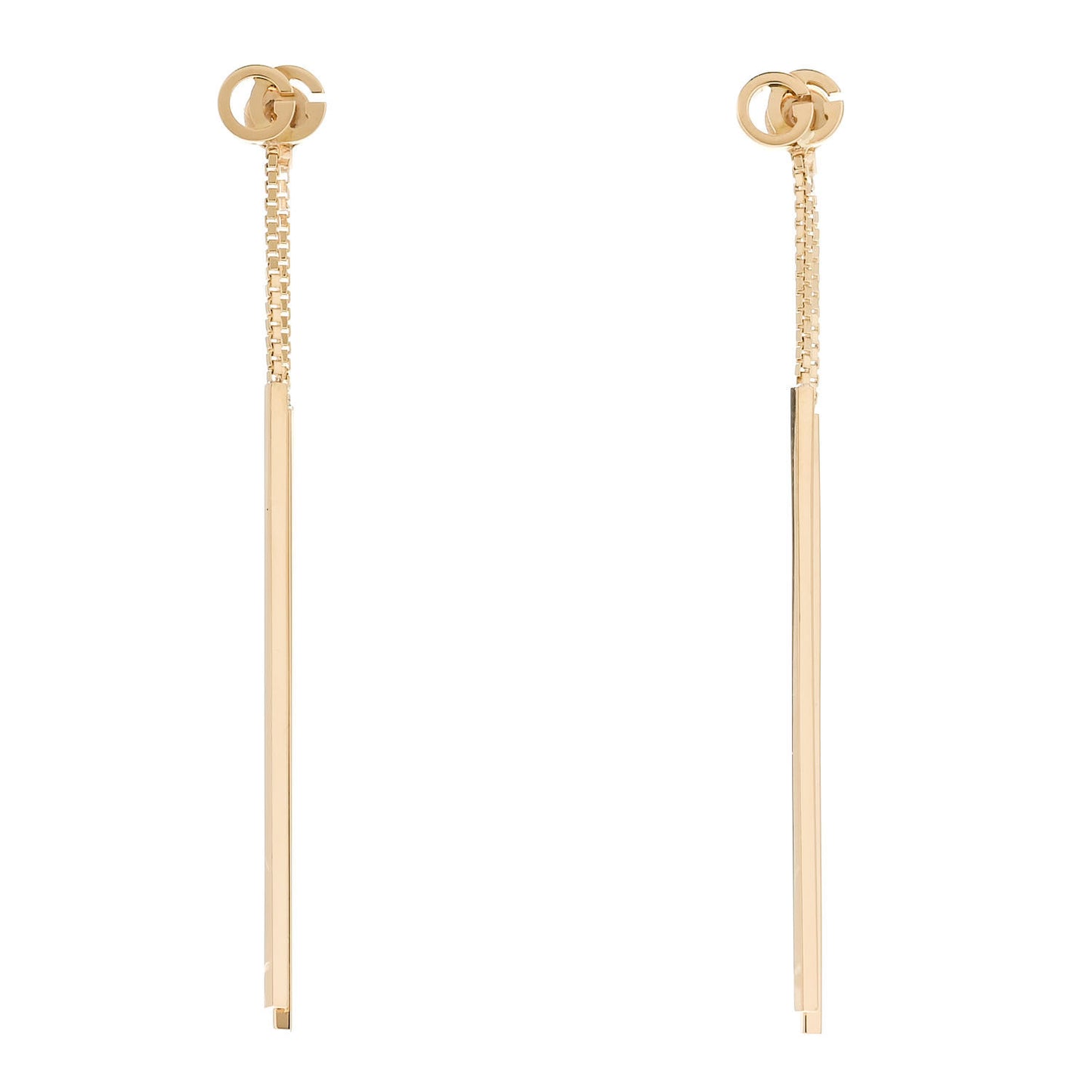 18K Yellow Gold Running G Drop Chain Earrings