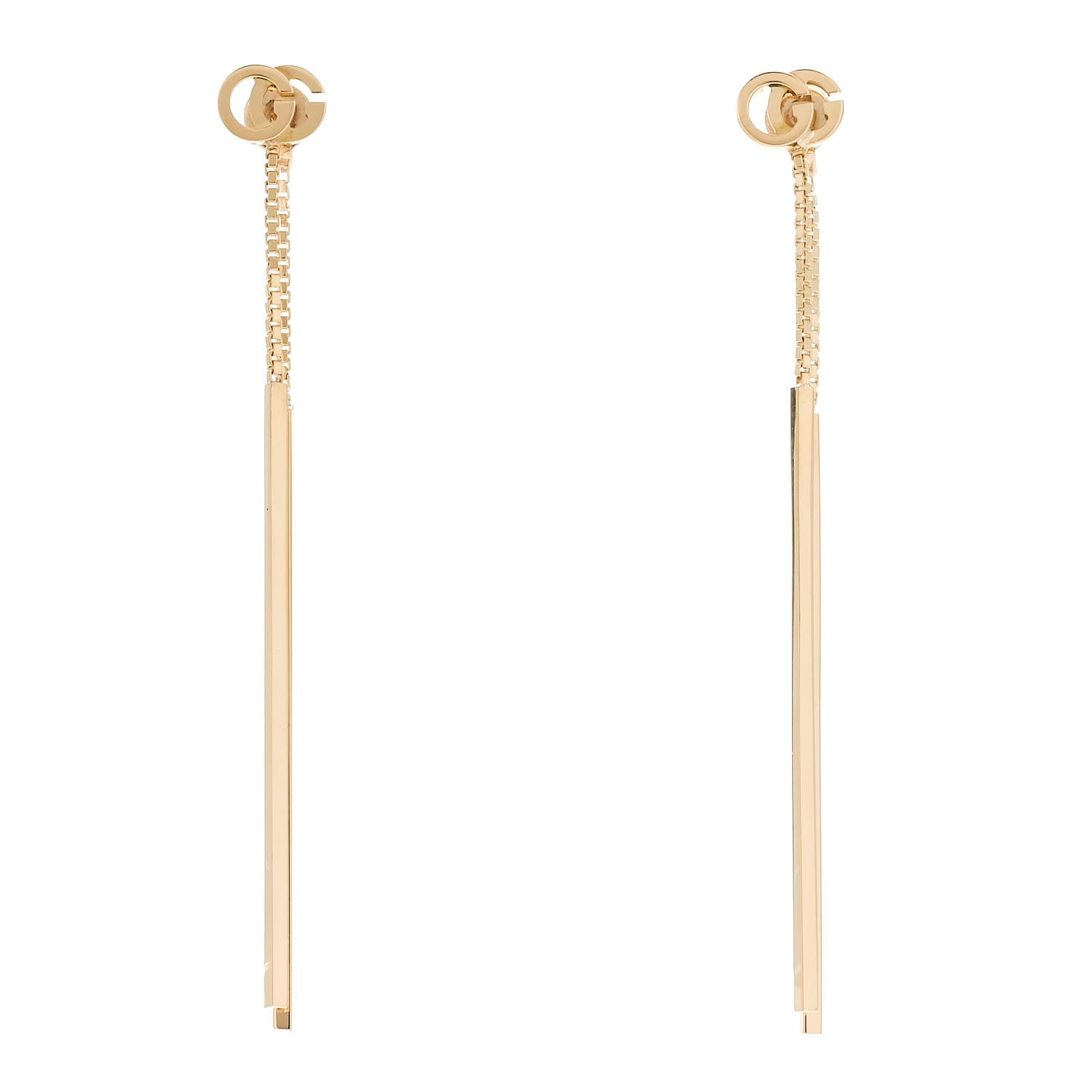 Gucci 18K Yellow Gold Running G Drop Chain Earrings 1 of 5