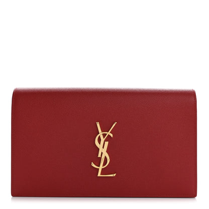 Saint Laurent Grain De Poudre Classic Monogram Kate Clutch New Red 1 of 13