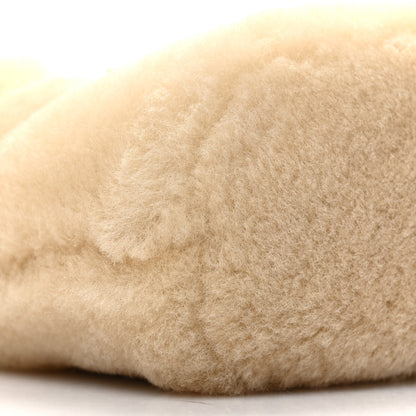 Prada Shearling Metal Triangle Logo Mini Drawcord Pouch Shoulder Bag Ecru 7 of 8