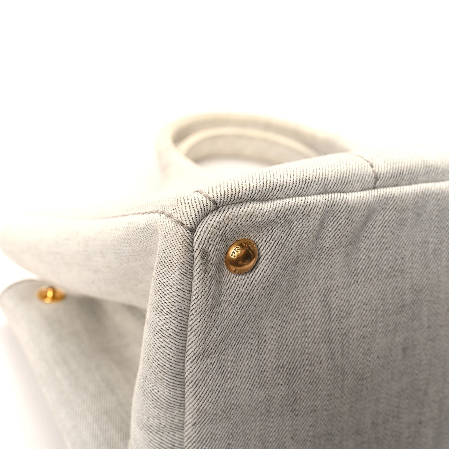 Prada Denim Logo Tote White 10 of 13