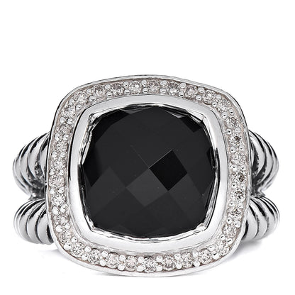 David Yurman Sterling Silver Diamond Black Onyx 11mm Albion Ring 53 6.5 1 of 5