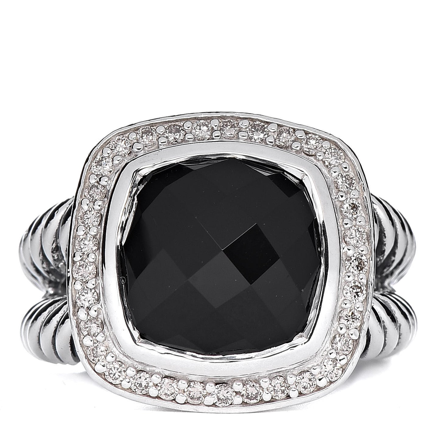Sterling Silver Diamond Black Onyx 11mm Albion Ring 51 5.75