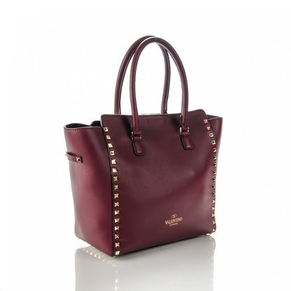 Valentino Garavani Vitello Rockstud Double Handle Tote Rubin 4 of 10