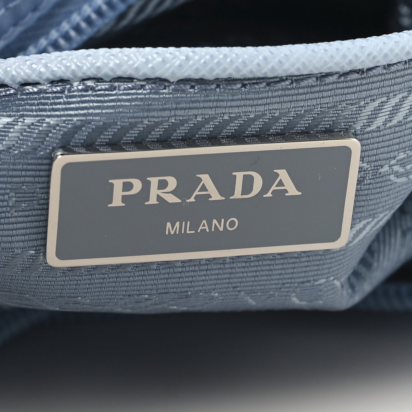 Re-Nylon Vela Saffiano Pocket Double Buckle Messenger Shoulder Bag Celeste