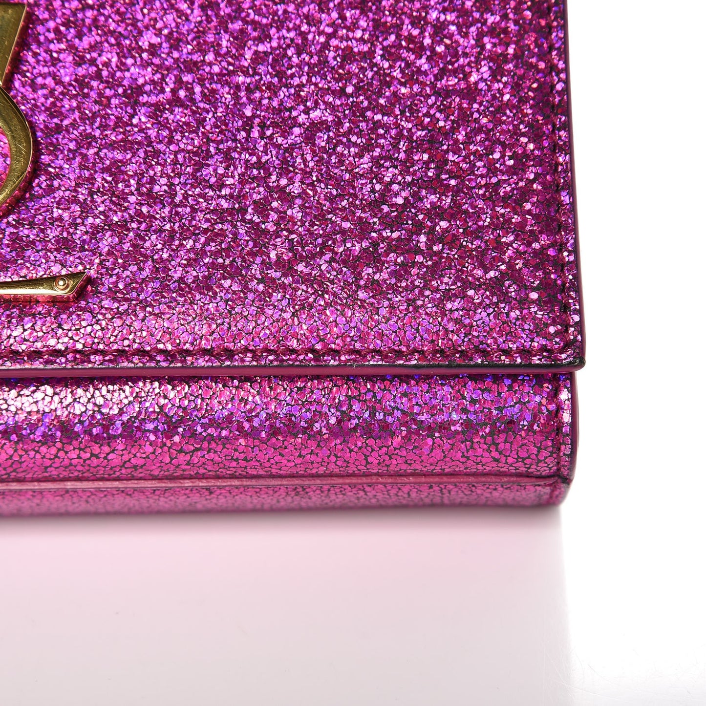 Metallic Calfskin Small Classic Monogram Kate Satchel Fuchsia