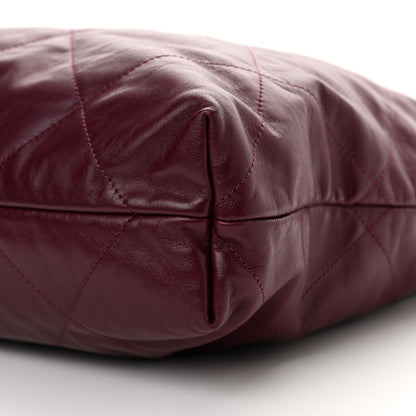 Chanel Shiny Calfskin Quilted Chanel 22 Drawstring Bag Dark Purple 11 of 12