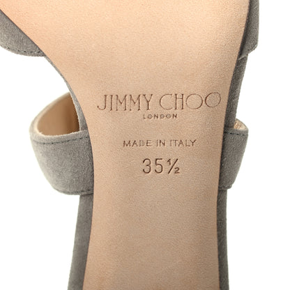 Jimmy Choo Suede Louise 85 Crisscross Sandals 35.5 Gray 6 of 7