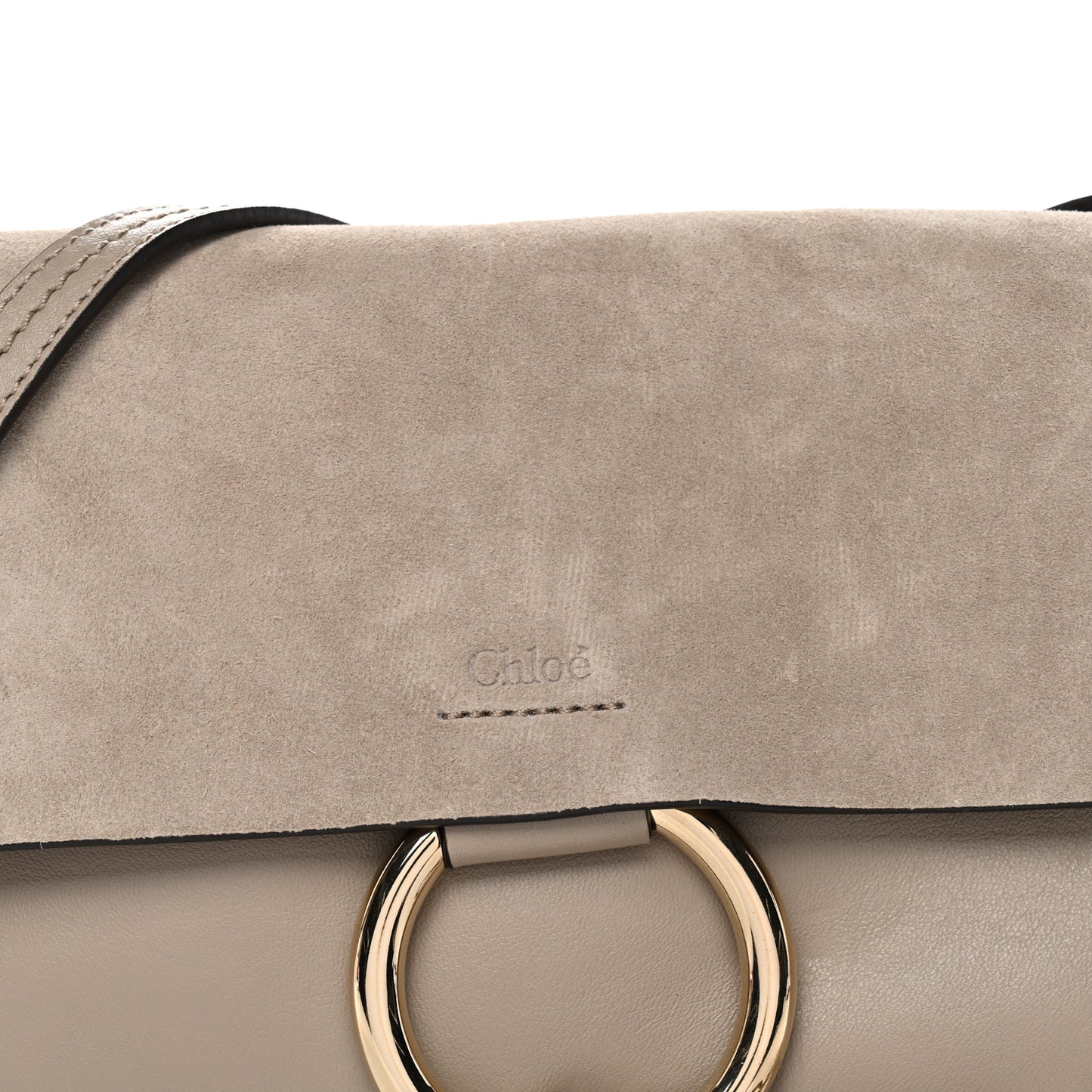 Suede Calfskin Small Faye Shoulder Bag Motty Grey