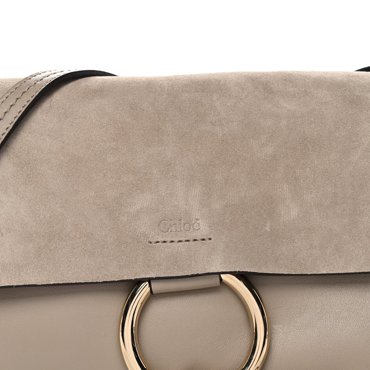 Chloe Suede Calfskin Small Faye Shoulder Bag Motty Grey 7 of 9