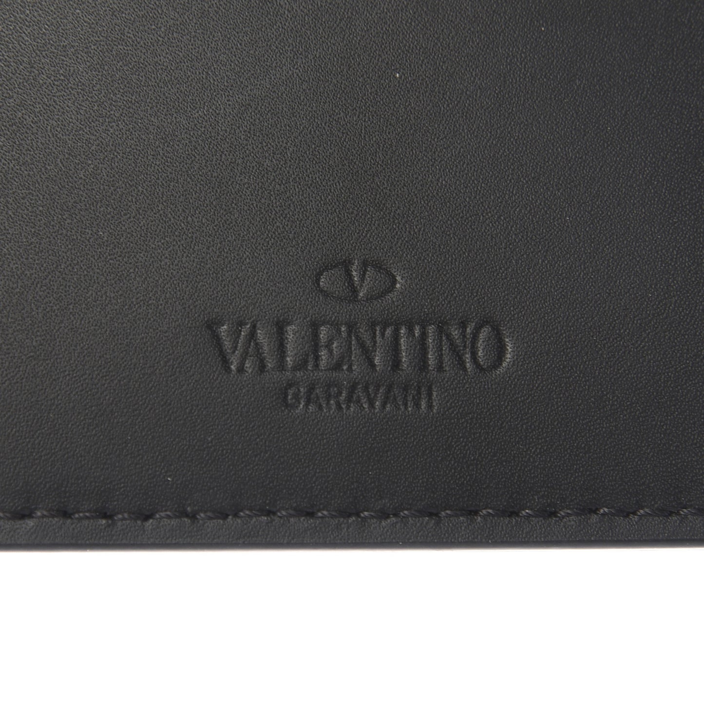 Calfskin VLTN Card Holder Black White