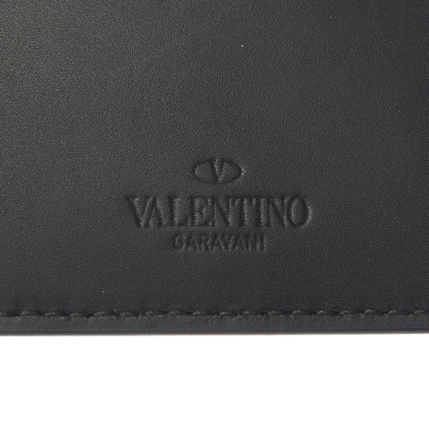 Valentino Garavani Calfskin VLTN Card Holder Black White 6 of 7