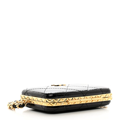 Chanel Glazed Goatskin Quilted Small Box With Chain Black 3 of 10