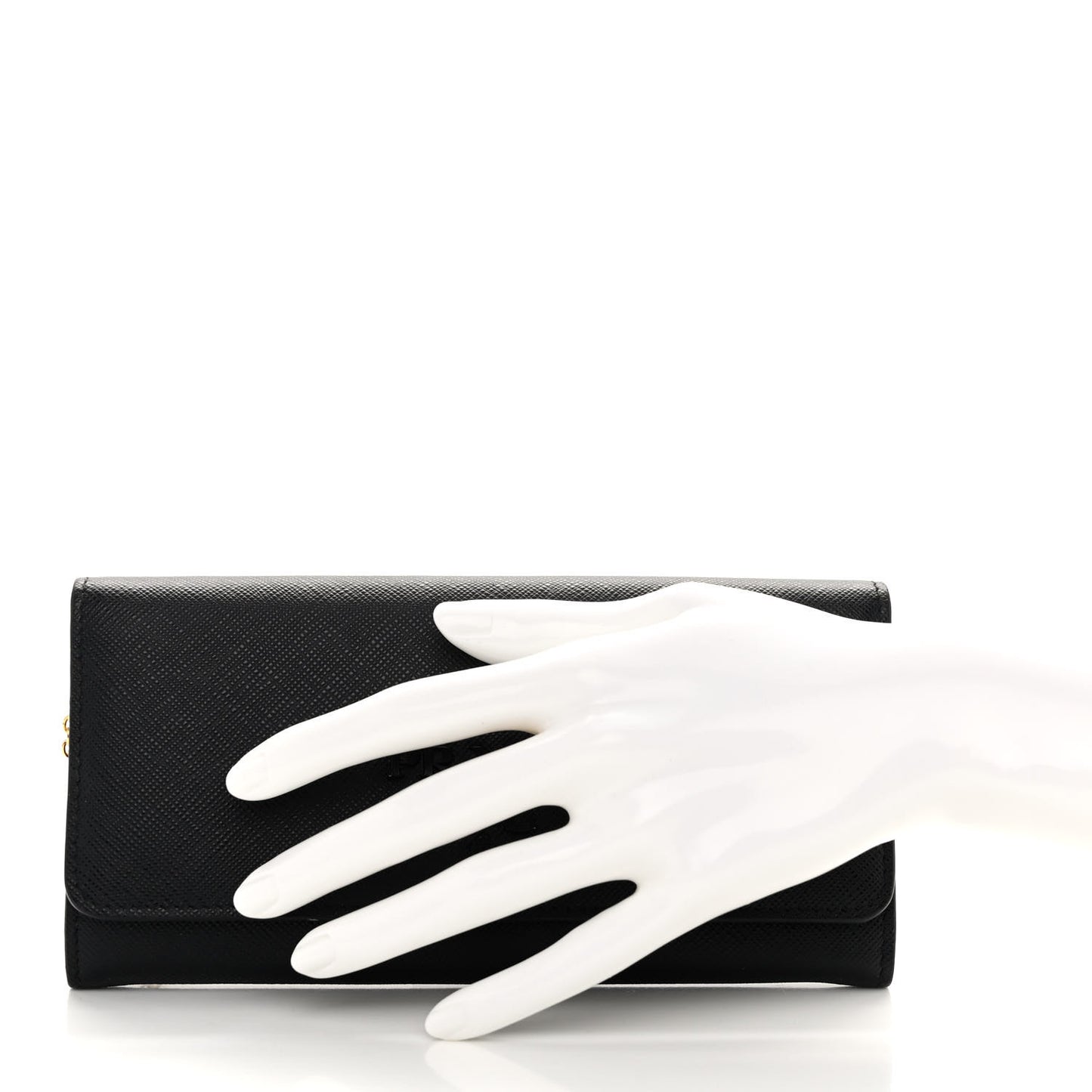 Saffiano Metal Continental Flap Wallet Black