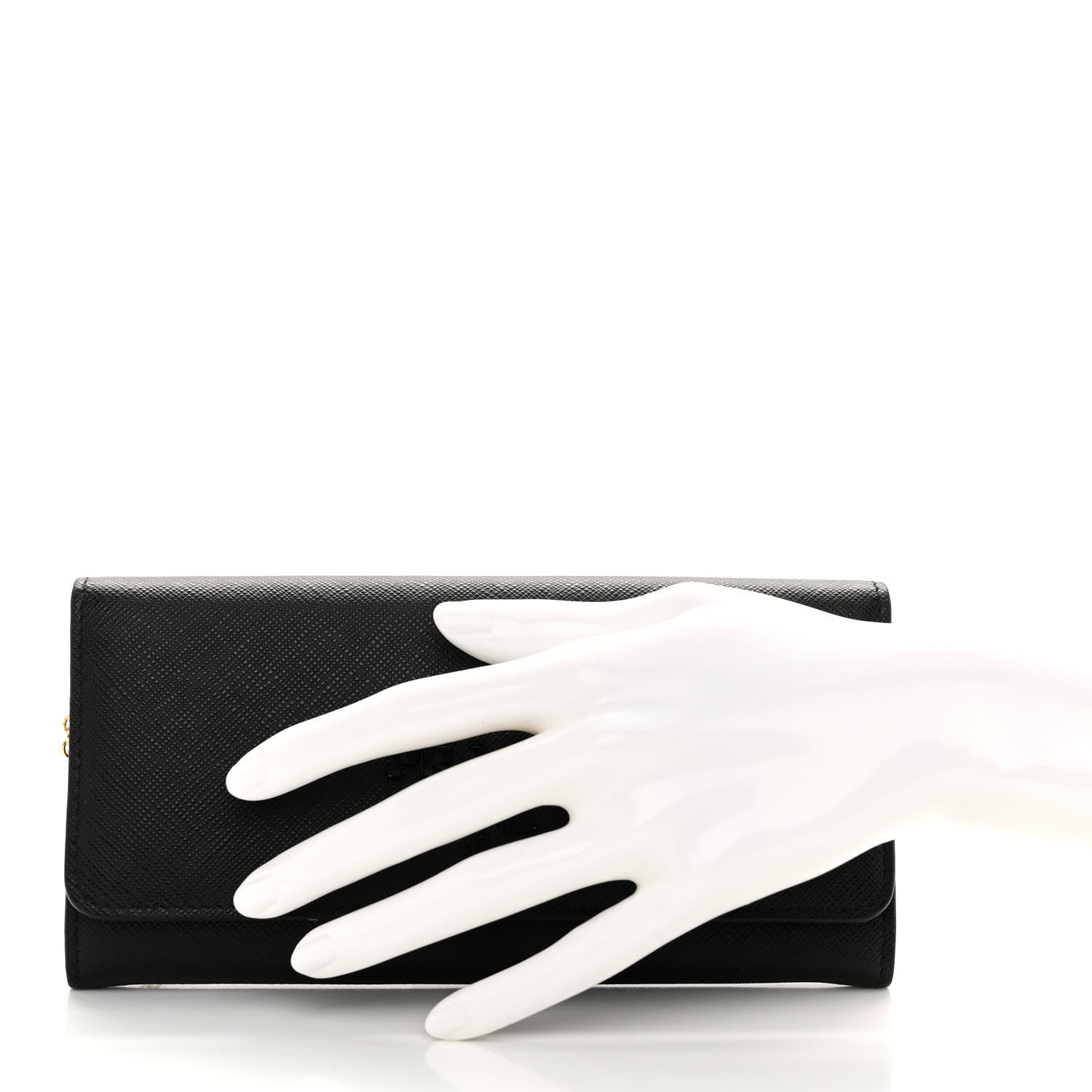 Prada Saffiano Metal Continental Flap Wallet Black 2 of 9