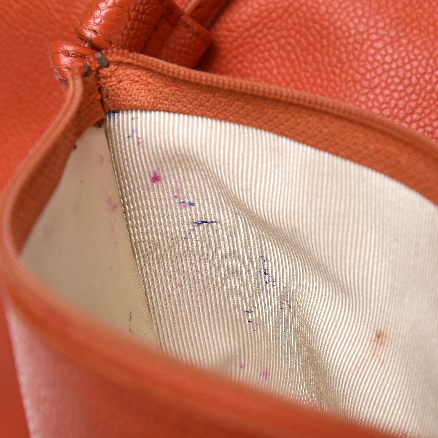 Chanel Caviar CC Drawstring Shoulder Bag Orange 9 of 16