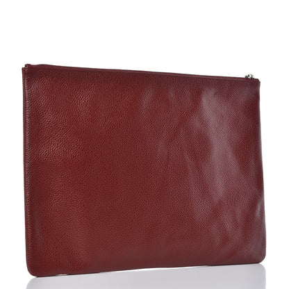Chanel Caviar CC Flat Cosmetic Pouch Dark Red 3 of 7