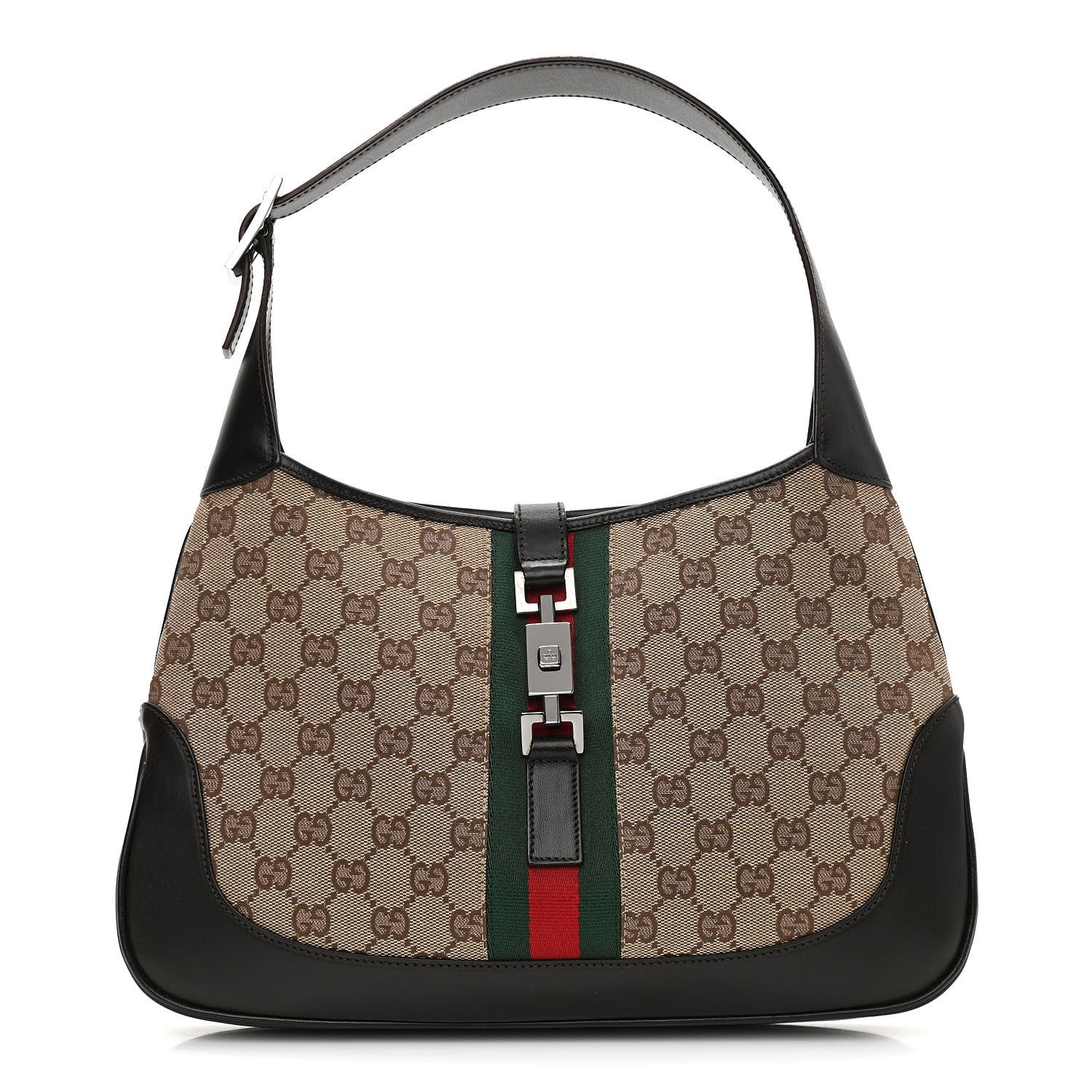 Gucci Monogram Web Jackie O Hobo Dark Brown 1 of 10